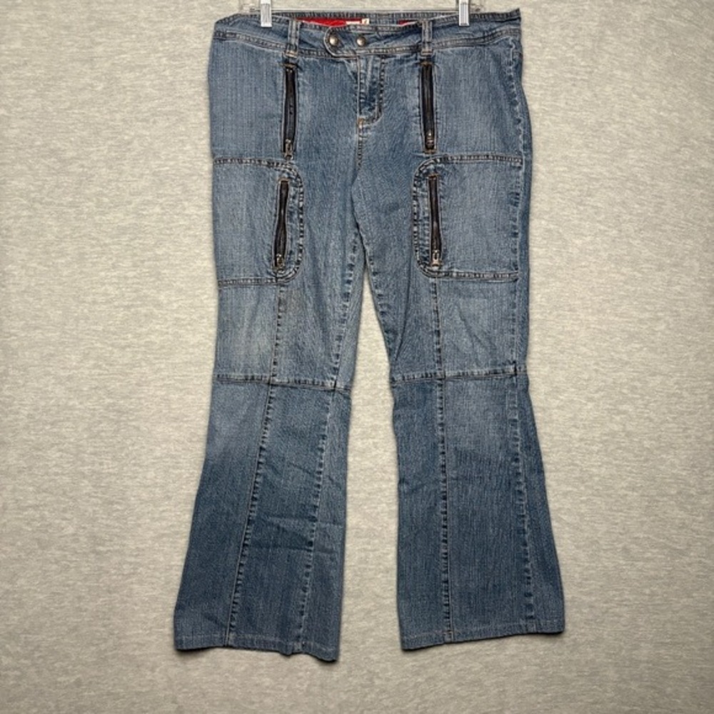Vintage Y2K Low Rise Guess Zipper jeans Grunge Punk Bootcut Women 30X30